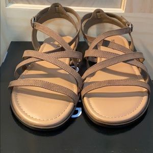 NWOT taupe faux suede strappy gladiator sandal